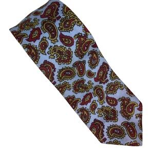 Haband Necktie Mens Light Blue Red Gold Paisley VTG Pastel Graphic54.5x2.5